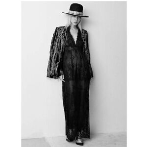 H&M Limited Edition Studio Collection Black Lace Long Dress Women's Size 4